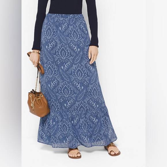 Michael Kors | Blue Paisley Maxi Skirt Size Small - Picture 1 of 8
